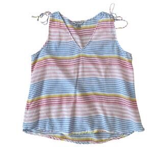 Tommy Bahama Multi-Colored Striped Linen Sleeveless Top - Large